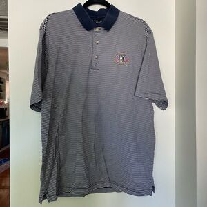 Vintage Men’s Blue & White Striped Golf Polo Shirt || Oxford Golf|| Size L